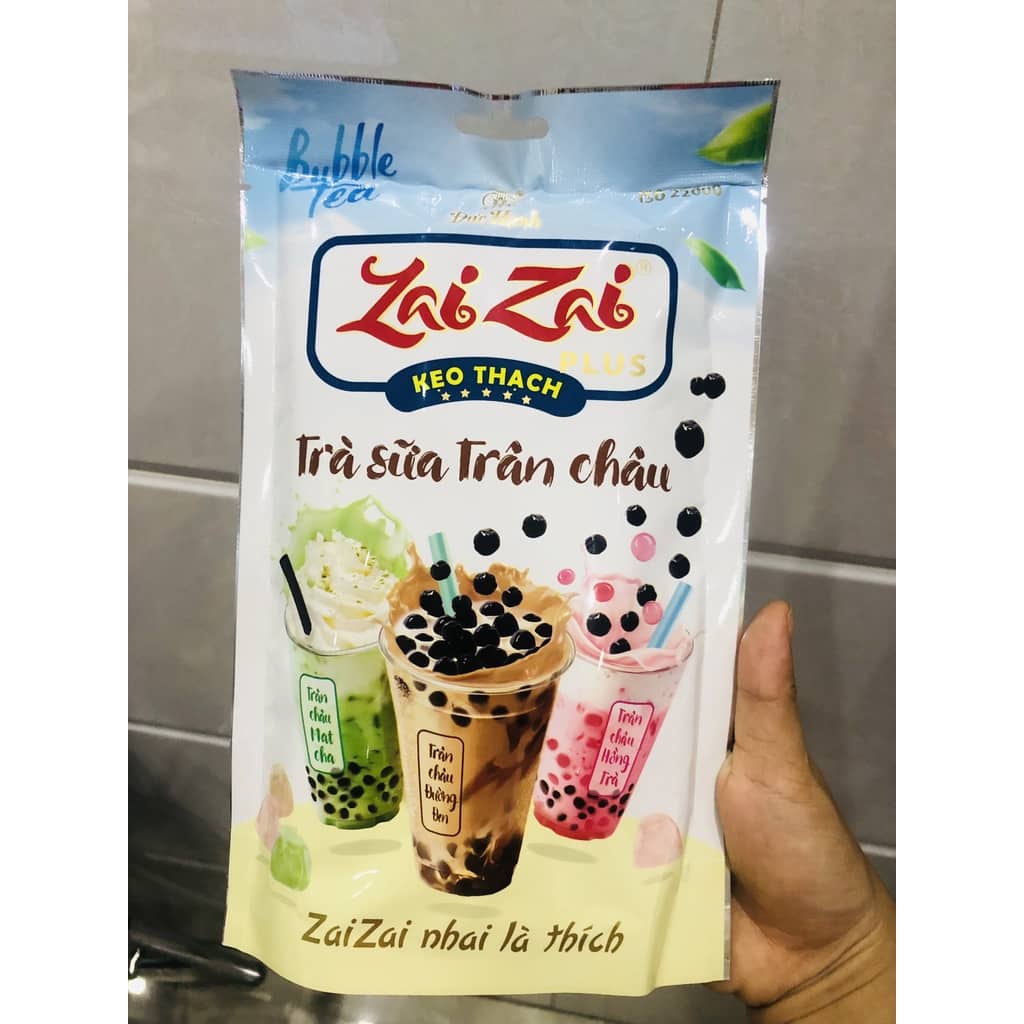 [ Ăn ngon mát ] Kẹo thạch Zaizai vị trà sữa trân châu plus/ vị Caramen gói 320g ăn đã nghiền