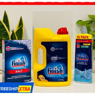 Combo Bột rửa bát Finish 2,5kg + bóng finish 750ml + muối Finish 1.5kg