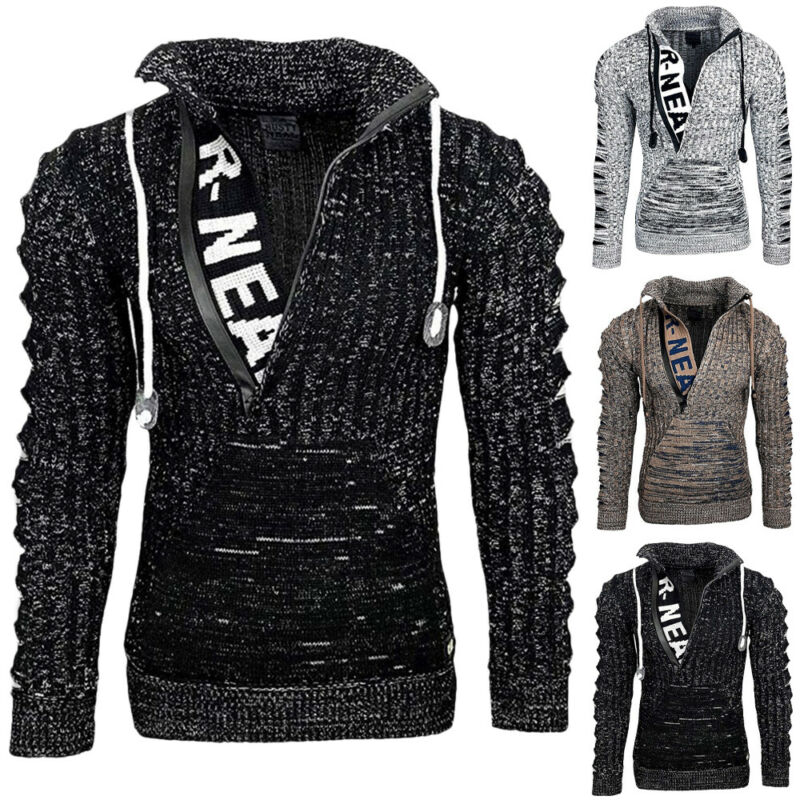 Men Long Sleeve Sweater Coat Casual Winter Warm Zipper Outwear