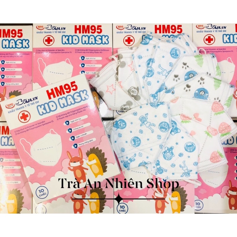 [VN95] Khẩu trang Trẻ Em N95 KIDS MASK cho bé từ 4-10 tuổi - Hộp 10 cái