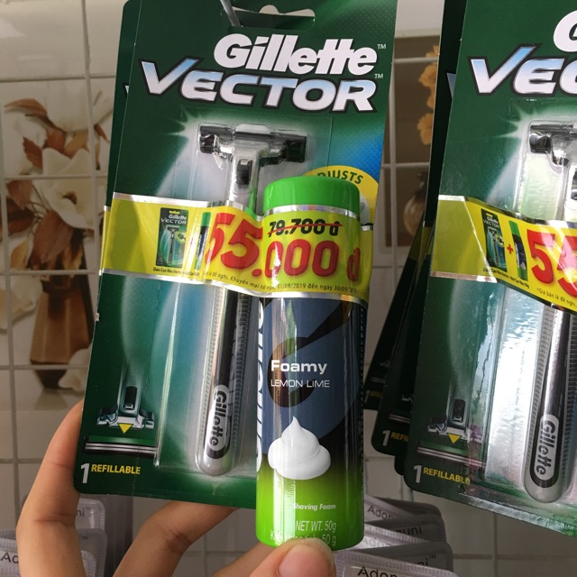 XẢ GIÁ SỈ _ Dao cạo râu Gillette vector + tặng kèm bọt cạo râu Gillette 50g