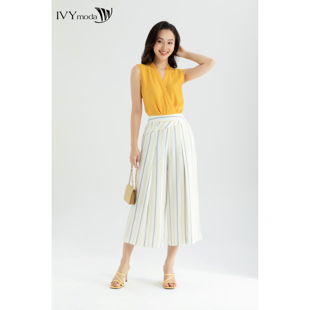 [NHẬP WABRTL5 GIẢM 10% TỐI ĐA 50K ĐH 250K ]Quần lửng nữ cạp kiểu thiết kế IVY moda MS 21M6383