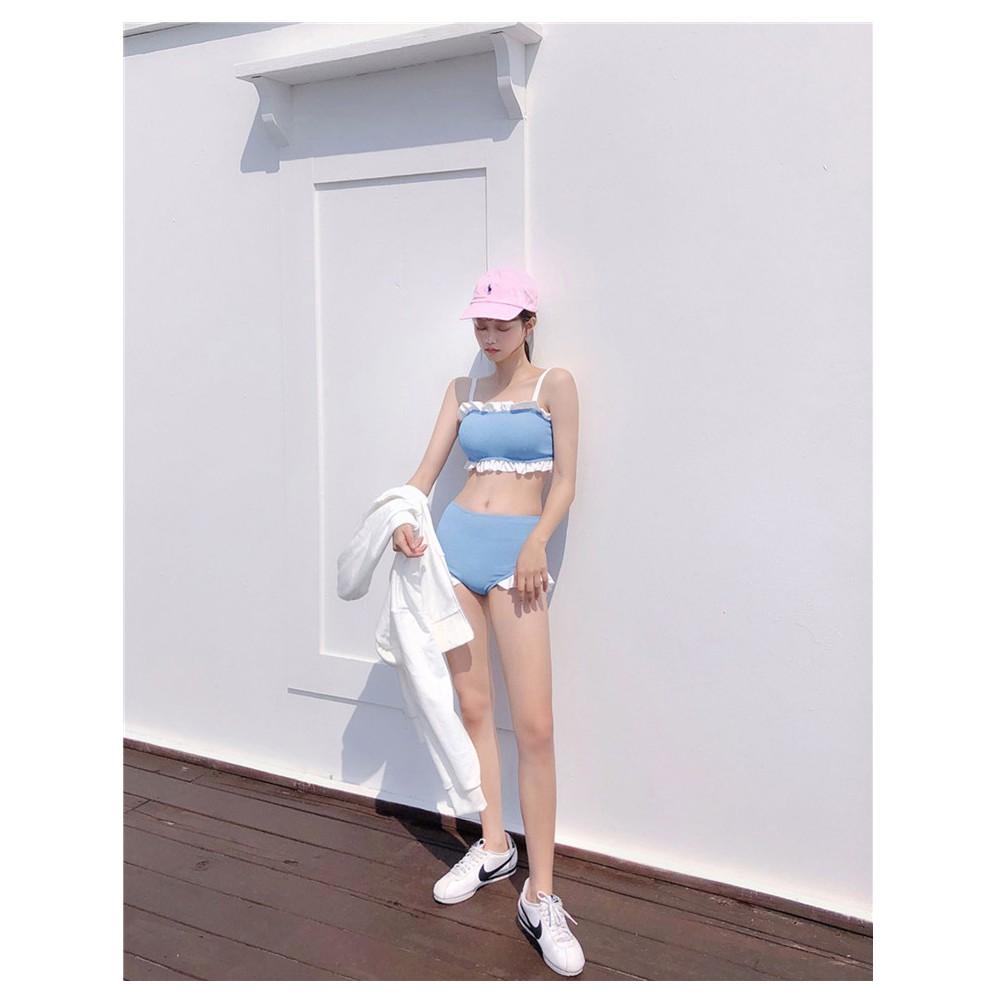 Bikini Bộ Đồ Bơi Nữ 2 Mảnh Nhấn Bèo Năng Động Cá Tính
