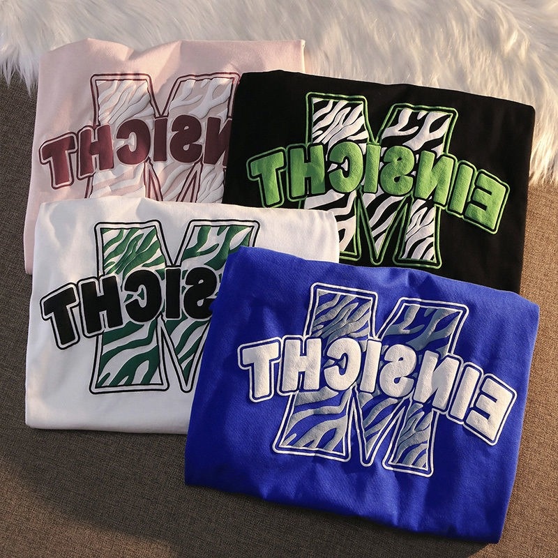 Áo Thun Ngắn Tay Dáng Rộng In Chữ Cá Tính