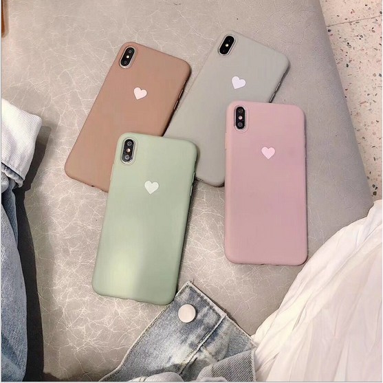 Ốp điện thoại silicon màu trơn họa tiết trái tim nhỏ xinh xắn cho iPhone 6 6s plus 7 8 plus X XS XR | BigBuy360 - bigbuy360.vn