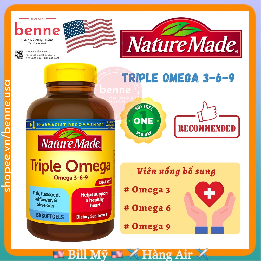 Viên uống Triple Omega 369 Nature Made của Mỹ