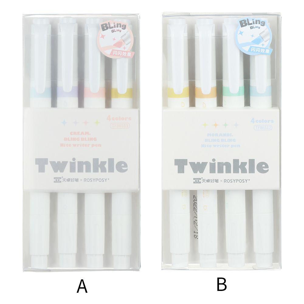 Set 4 Bút Đánh Dấu Màu Sắc Bắt Sáng Bằng Kim Loại