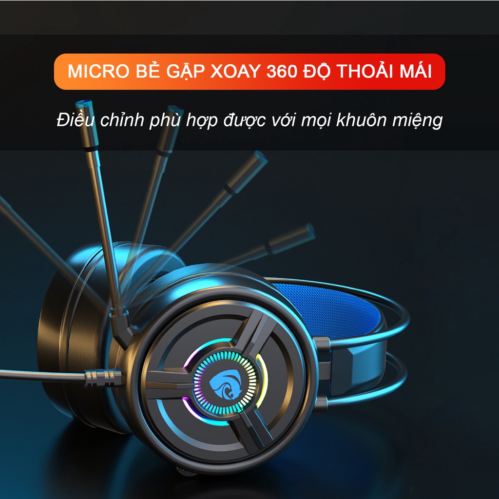 Tai nghe chụp tai gaming SIDOTECH P200 siêu bass mic chống ồn đèn led rgb thay đổi liên tục cho máy tính laptop