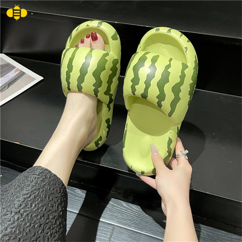 Dép Bánh Mì EVA Đế Mềm Tăng Chiều Cao Chống Trượt Chống Mài Mòn Họa Tiết Dưa Hấu Dễ Thương Thời Trang Mùa Hè Cho Nữ