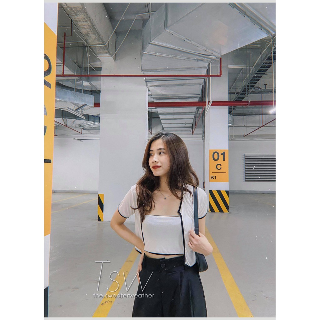 Set áo croptop viền 2 món (Ảnh thật) | BigBuy360 - bigbuy360.vn