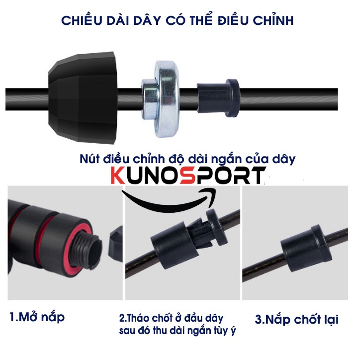 Dây nhảy tập thể dục KUNO SPORT lõi thép cao cấp luyện tập thể dục thể thao tại nhà- D01