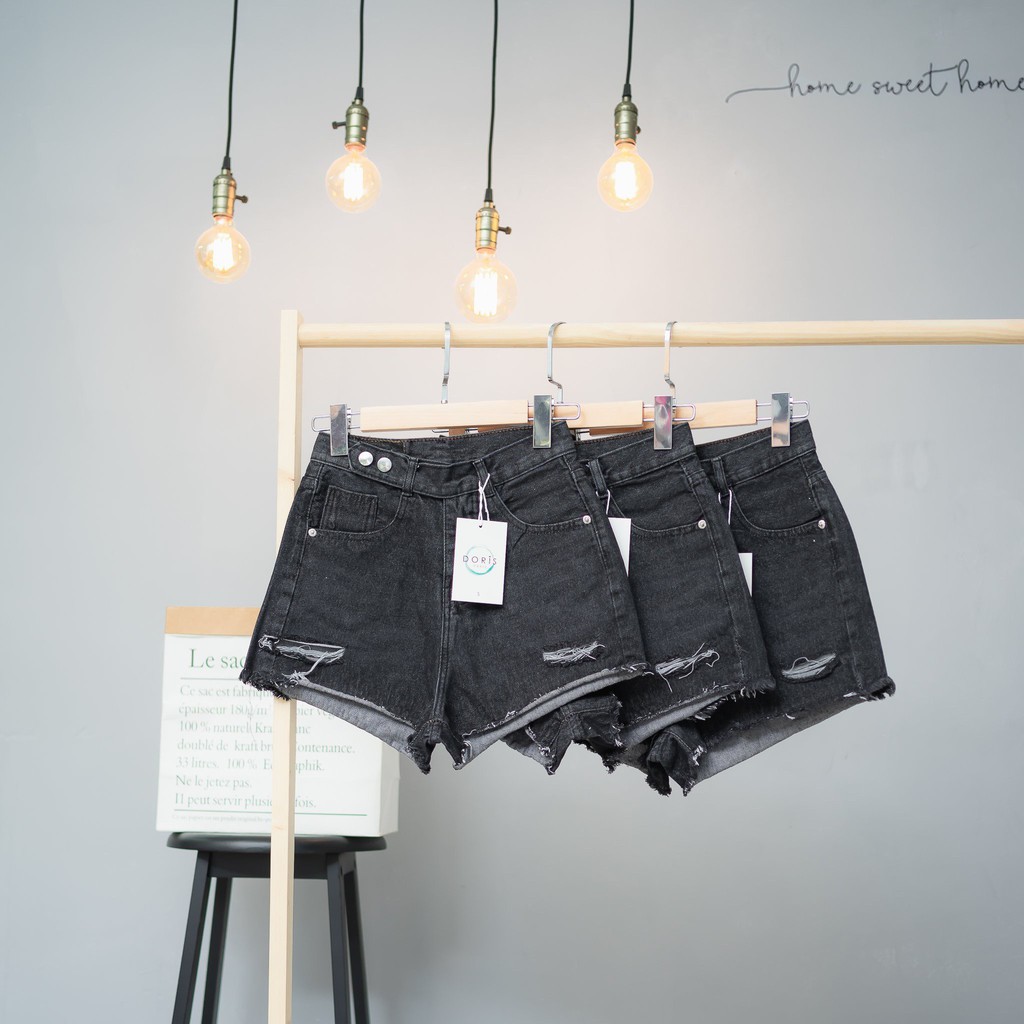 Quần Short Jean Kiểu 2 Nút, Quần Sooc Nữ Phong Cách 2 Màu