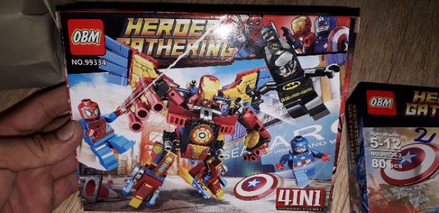 Set 4 hộp Lắp ráp Người sắt LegoHero Gathering 99334 trọn bộ