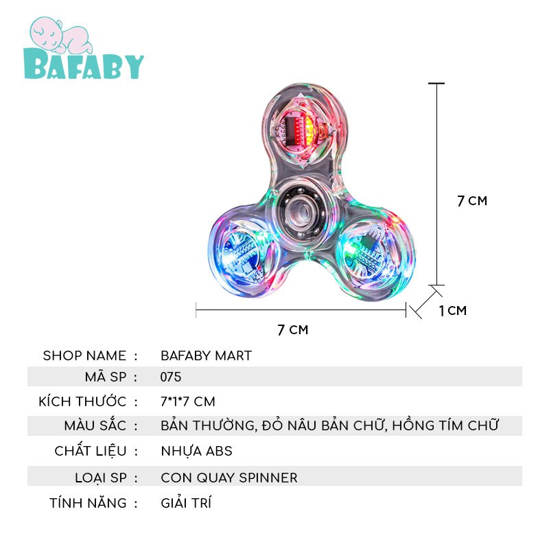 Con Quay Spinner Đồ Chơi Đèn Led Phát Sáng Xả Stress Bằng Nhựa ABS Cho Mọi Lứa Tuổi BAFABY