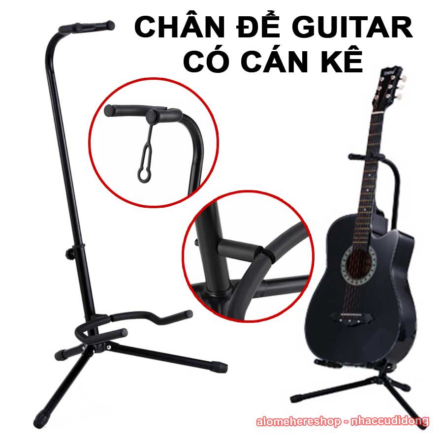Chân để đàn guitar có cán dài kèm dây khóa dễ dàng gấp gọn bọc cao su toàn bộ thanh đỡ có clip sử dụng lắp ráp