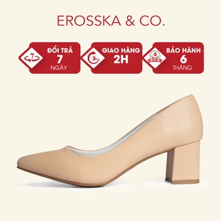 Giày cao gót Erosska mũi nhọn kiểu dáng cơ bản cao 5cm màu kem _ EP011