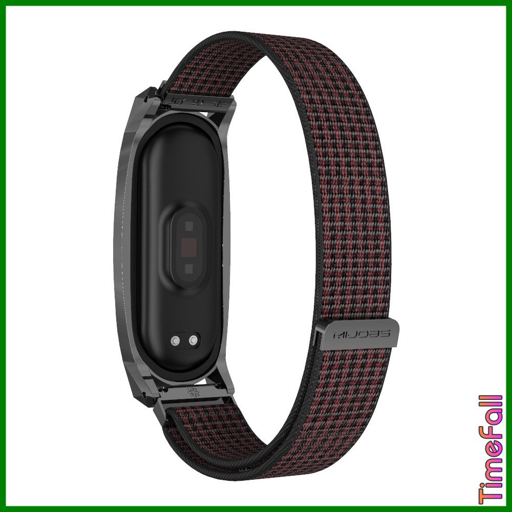 Dây đeo nylon mặt kim loại viền  nhọn GT Mi band 4, MIBAND 3 chính hãng MIJOBS, dây đeo miband 4, mi band 3 nylon GT