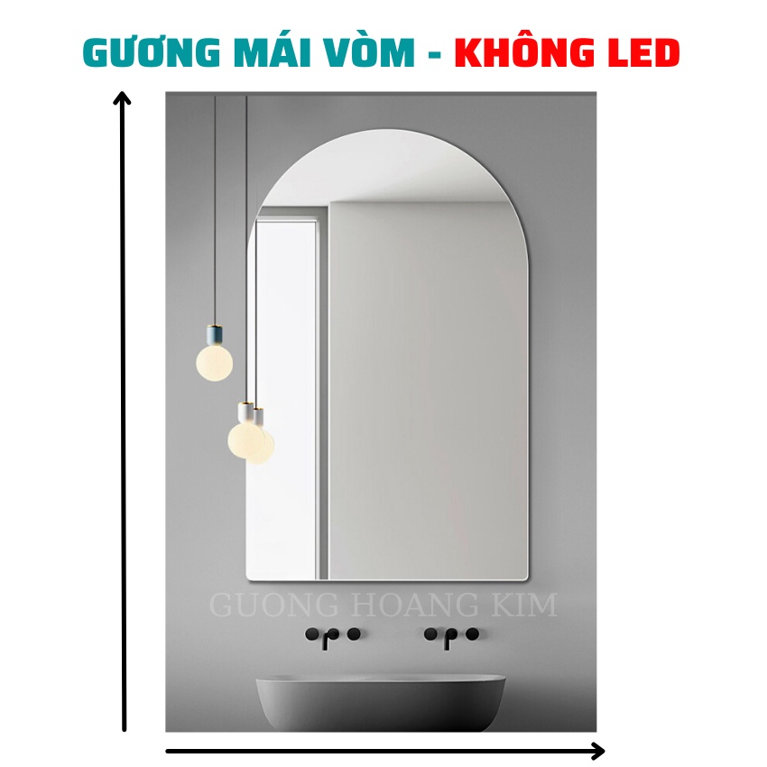 Gương cảm ứng đèn led treo tường gương mái mòm trang điểm makeup nhà tắm kích thước 50x75cm guonghoangkim BTiêuChuẩn