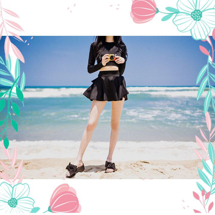 Áo Tắm 2 Mảnh Hàn Quốc Bikini Dài Tay Che Nắng Kín Đáo | BigBuy360 - bigbuy360.vn