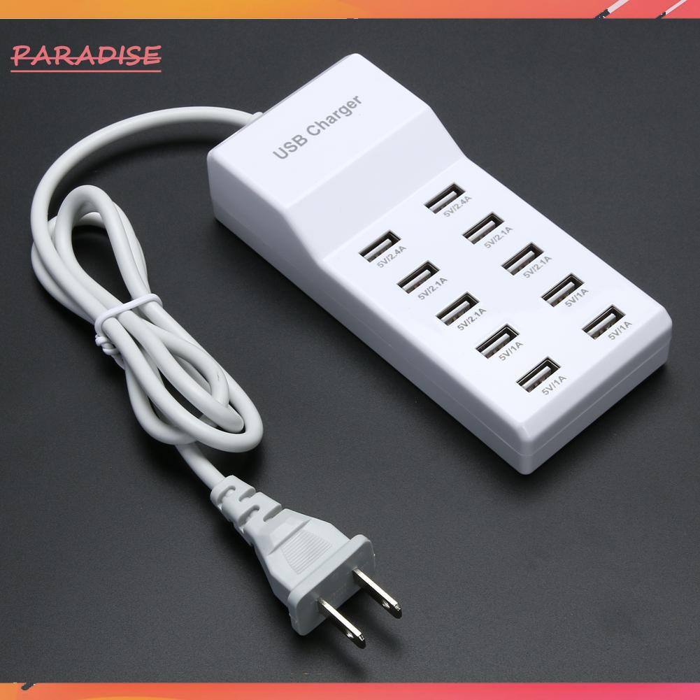 Paradise1 10 Port USB Home Travel Wall AC Charger Fast Charge Power Strip Adapter