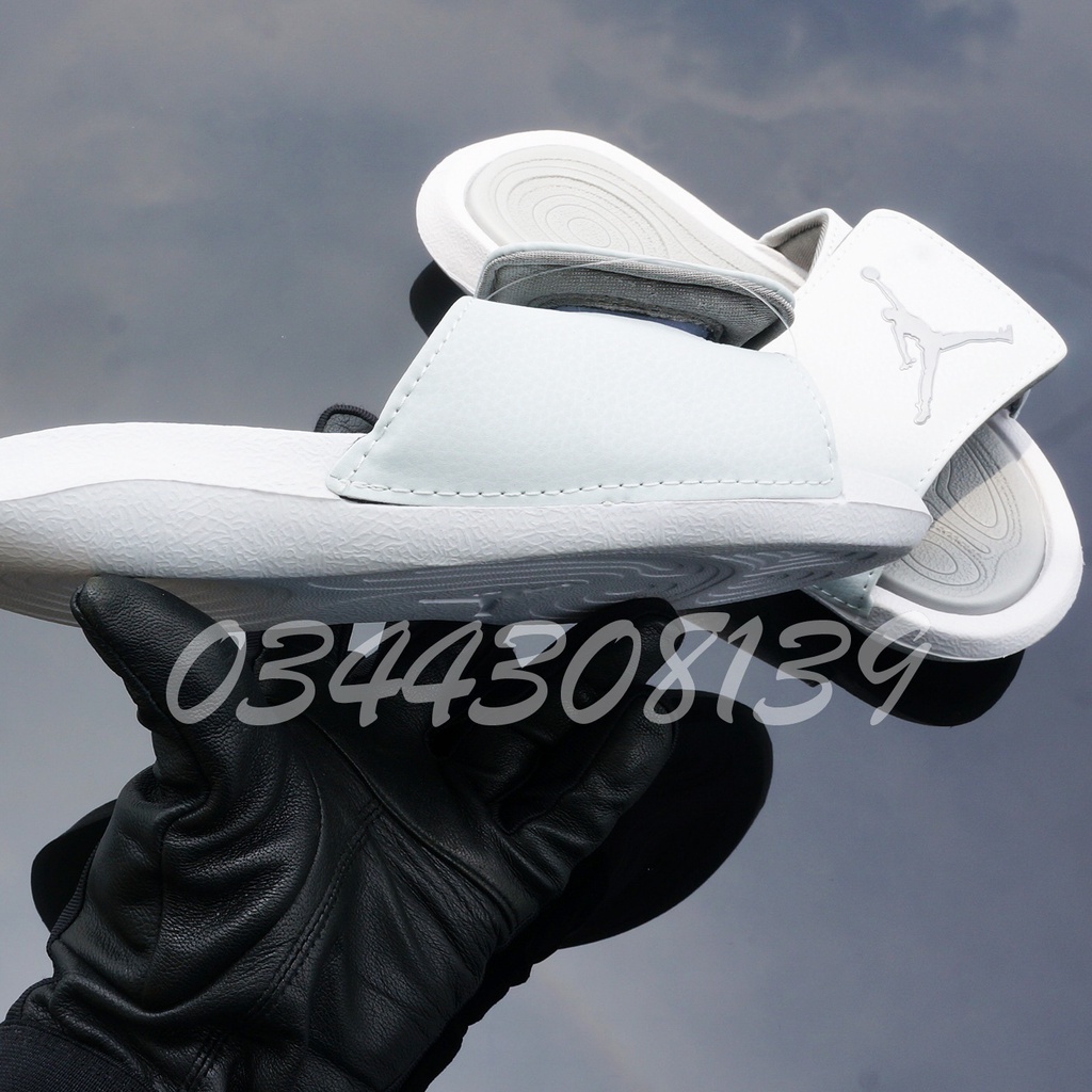 Dép Jordan bóng rổ JD trắng xám nam nữ  hot trend VNXK đầy đủ tem tag hộp JD loại 1 quai ngang xé dán. nhuthuyshoes