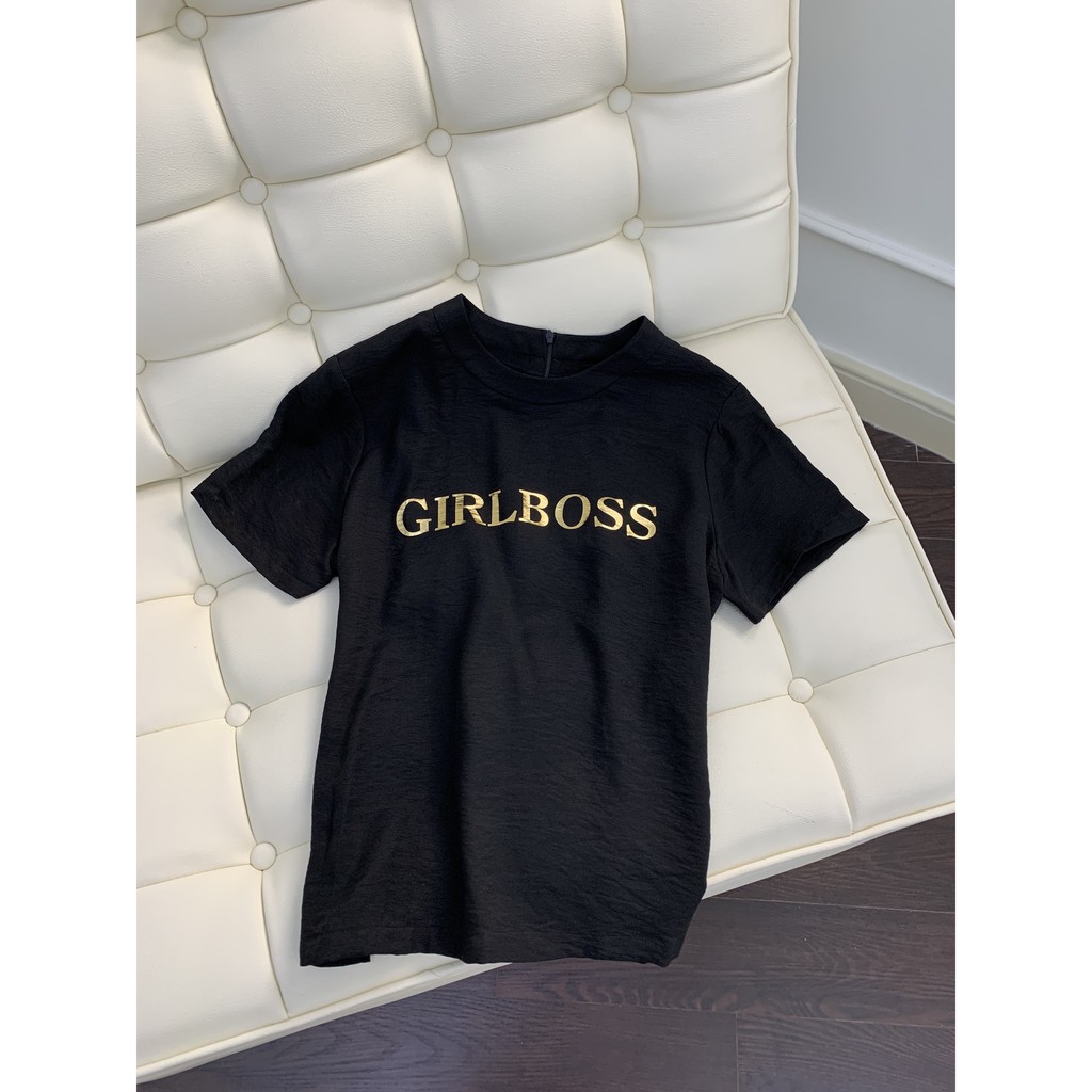 [Mã WABRMINI2 giảm 10% tối đa 50k đơn 250k] COCO SIN - Áo Lụa In Chữ Girl Boss