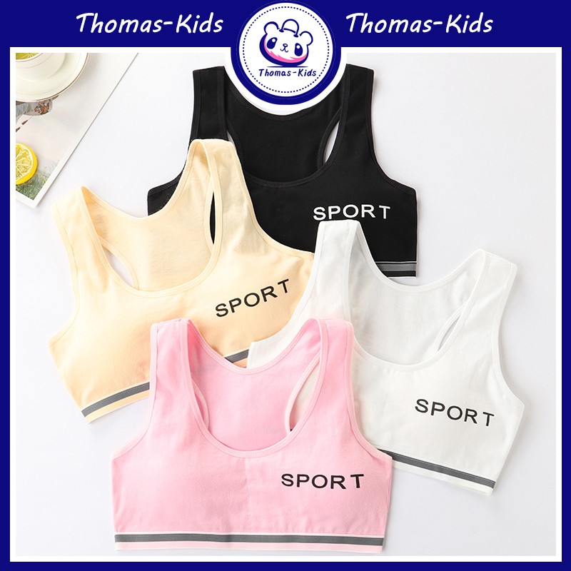 Áo Ngực Thể Thao Màu Trơn Thoáng Khí Thời Trang Cho Bé Gái 8-16 Tuổi