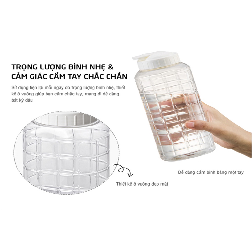 Bình nước Lock&amp;Lock 1000ml - 1500ml cho bé đem đi học, Bình đựng nước nhựa mini kiểu dáng thể thao - HAPOS