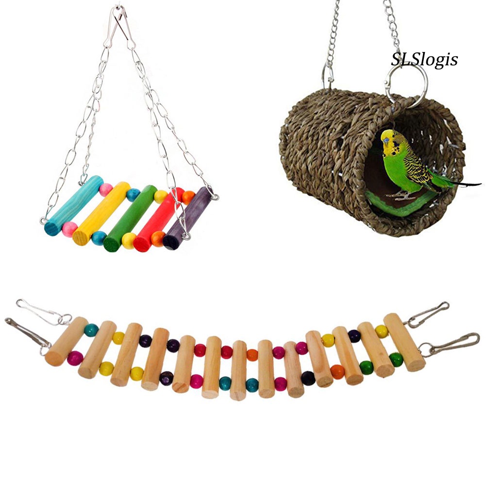 Set 3 đồ chơi thang dây treo lồng chim vẹt/sóc/chuột hamster