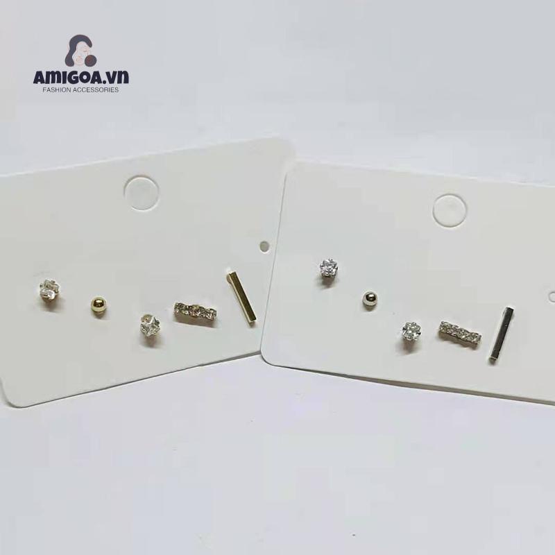 Set 5 Khuyên Tai S925 Không Làm Tổn Thương Da Thời Trang Cho Nữ