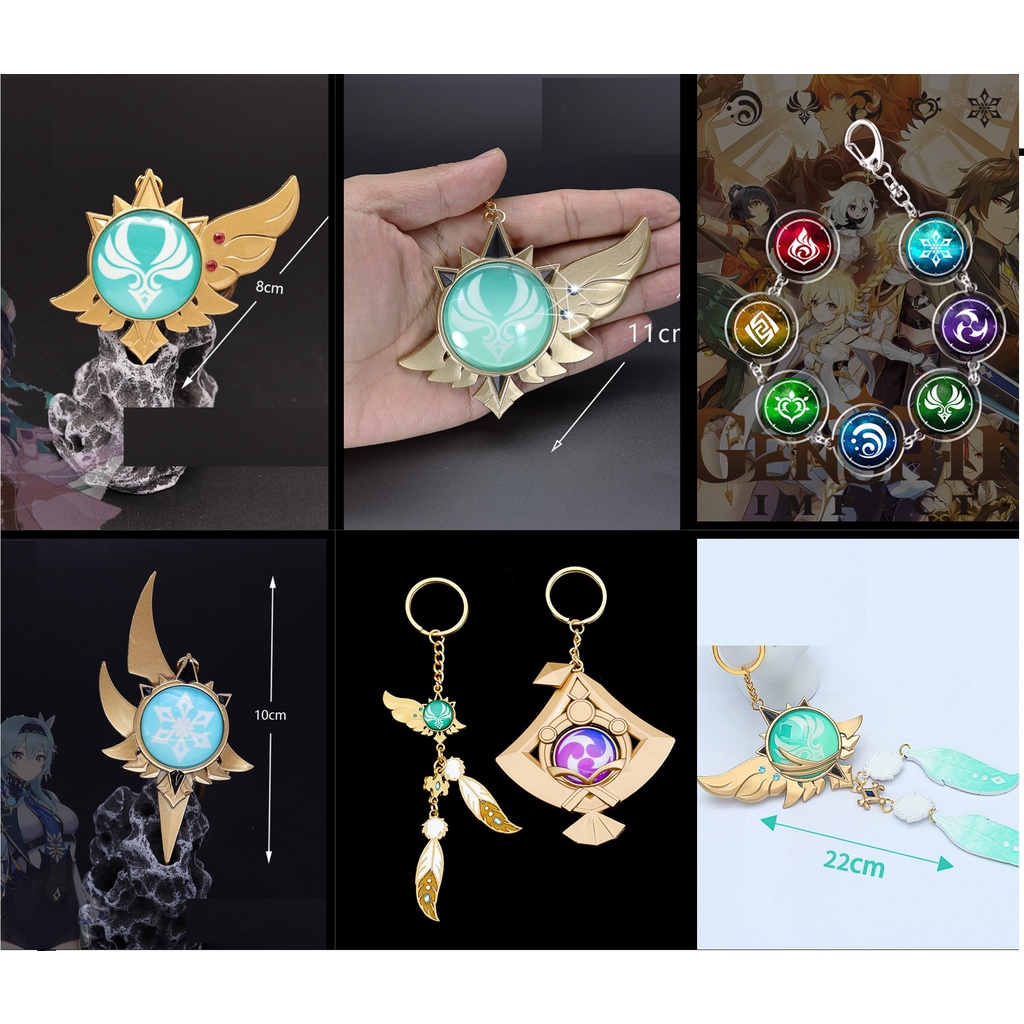 Móc khóa Vision Genshin Impact vision hệ phong hệ băng eula Venti Vision yae chuông gió vison