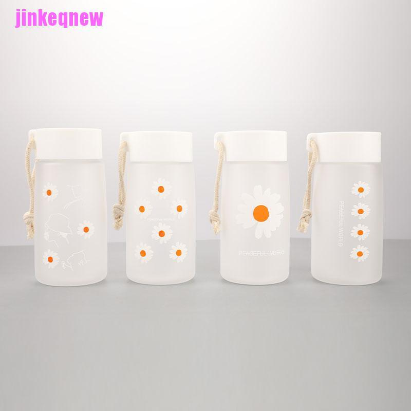 Bình nước nhựa JINHF trong mờ in họa tiết hoạt hình hoa cúc 500ml