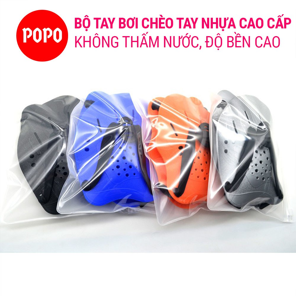 Tay bơi mái chèo ( bộ 2 cái) có lỗ thoát nước, điều chỉnh độ dài dễ dàng, vân sần chống trơn trượt hiệu quả POPO