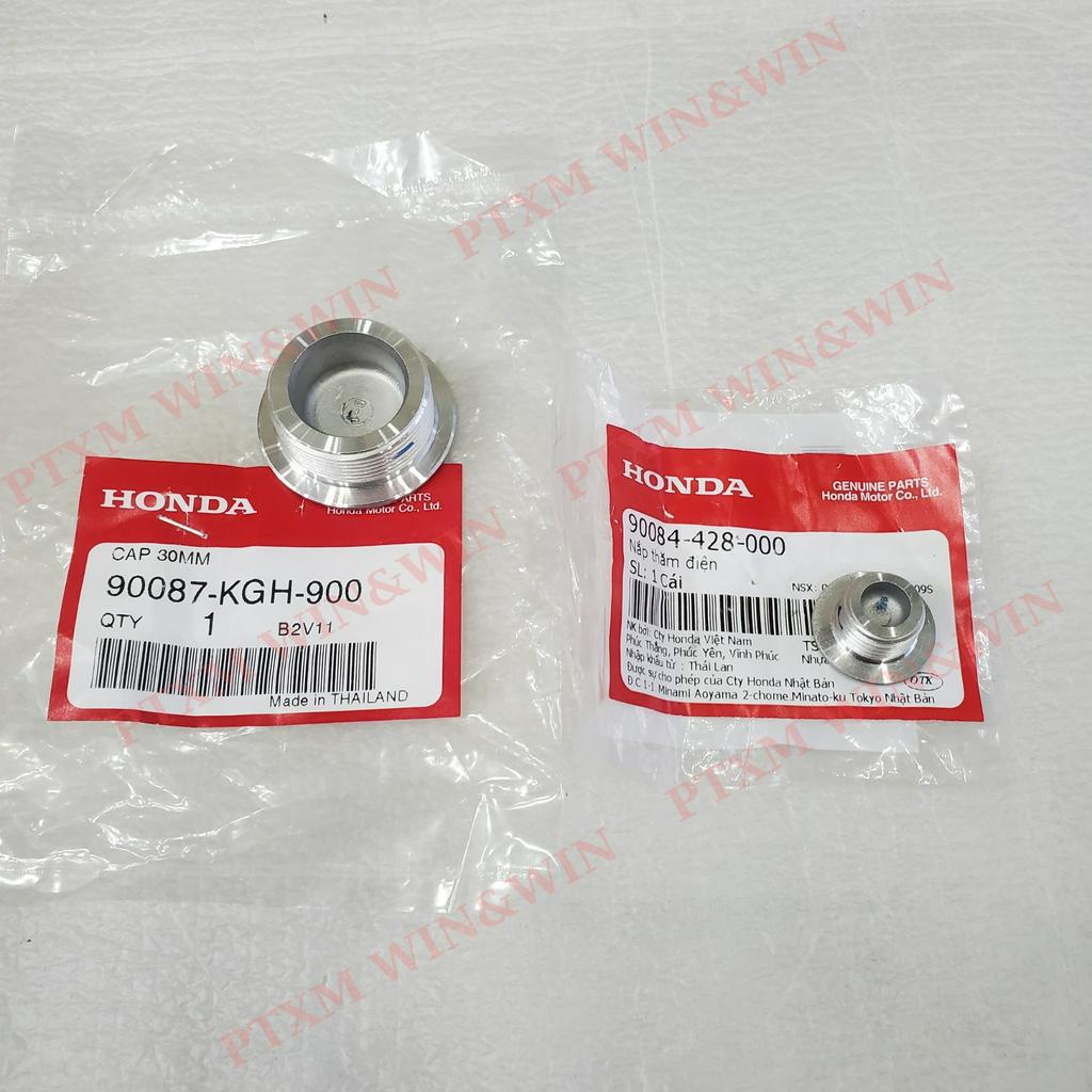 Cặp nút lốc đề, nắp thăm điện Dream Thái zin Honda - 90087-KGH-900/ 90084-428-000