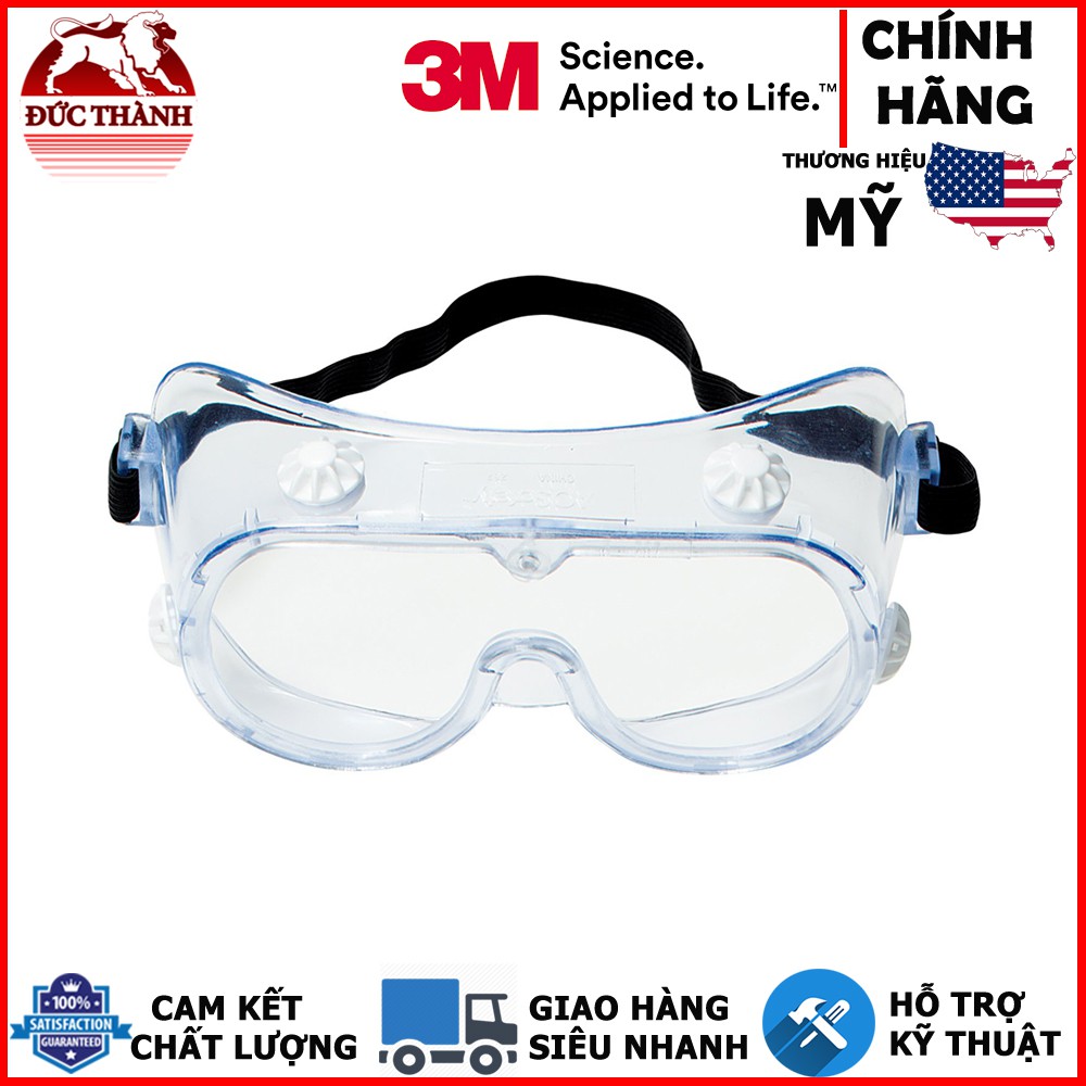 Kính bảo hộ chống hóa chất 3M 334 Splash Safety Goggles Anti-Fog Lens ducthanhauto