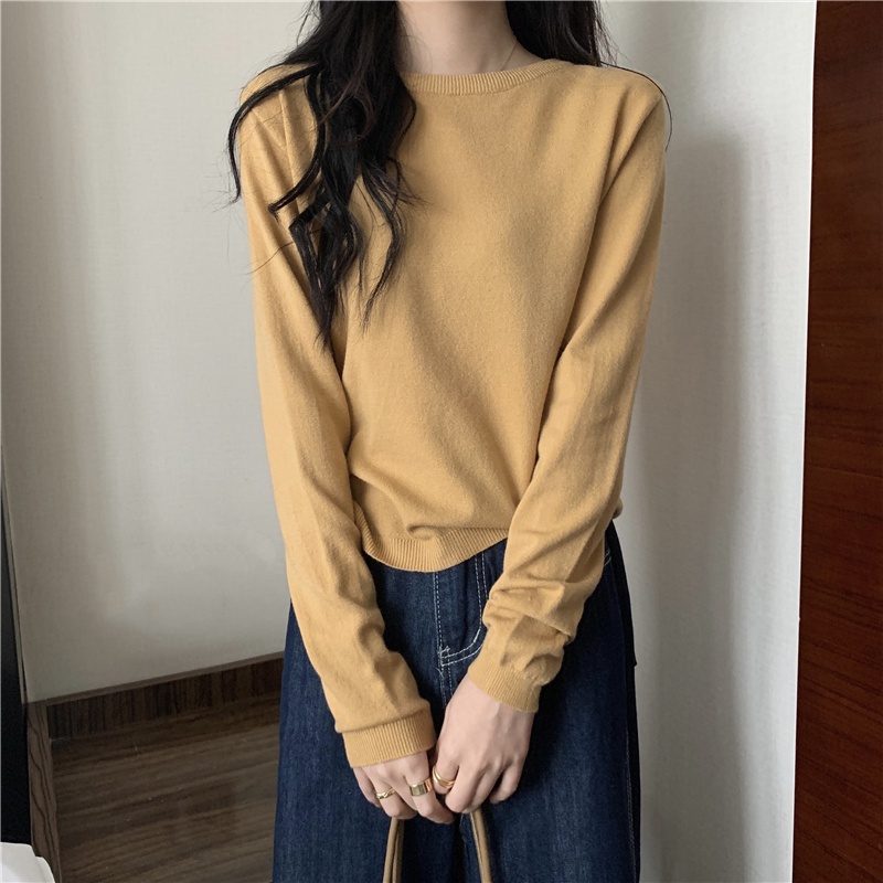 Áo Sweater Dệt Kim Tay Dài Dáng Rộng Màu Trắng Đen Thời Trang Mùa Thu Cho Nữ