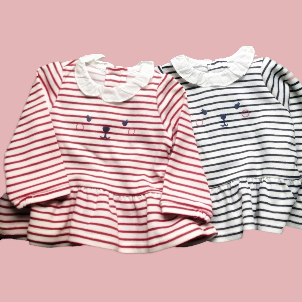 Áo Váy Kẻ Ngang Xuất Dư Cho Bé Gái