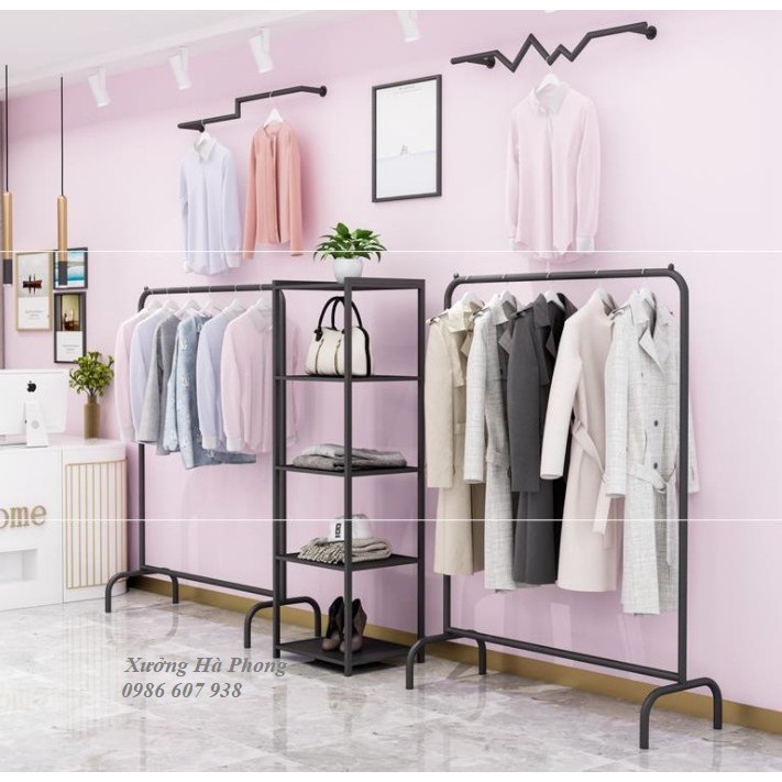 Kệ treo shop quần áo, kệ lưới vuông 5 tầng