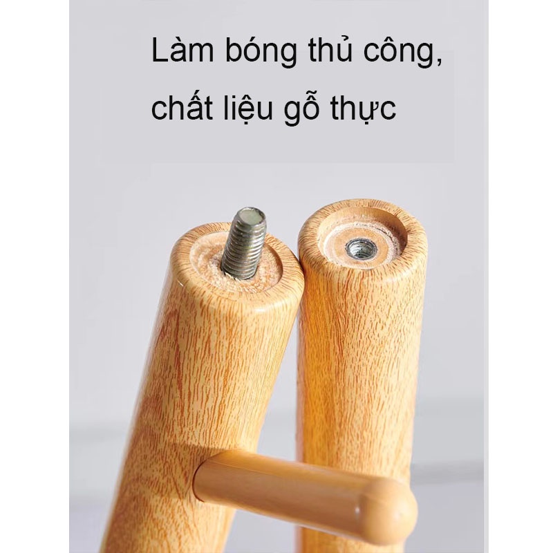 Cây Treo Quần Áo Dạng Đứng Đế 3 Chân Gỗ Tự Nhiên, Móc Treo Quần Áo Dễ Lắp, Hai Màu Để Chọn, Tiết Kiệm Không Gian