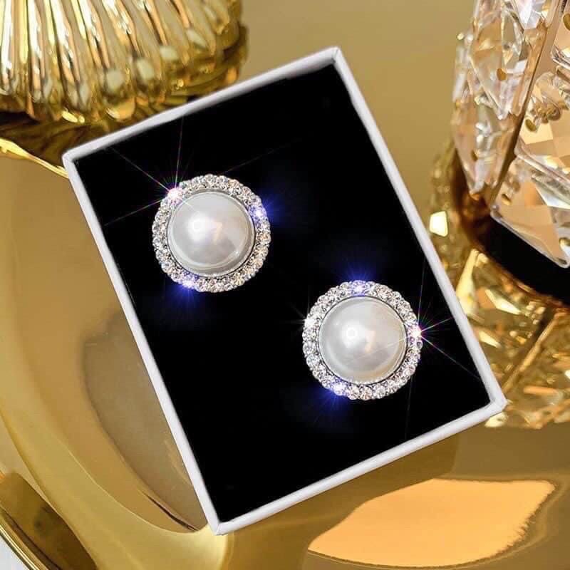 Bông tai đính đá tròn bản vip sang chảnh