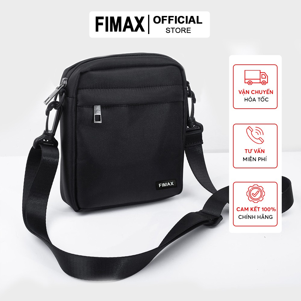 Túi đeo chéo mini Fimax màu đen, kích thước nhỏ gọn, chống nước - thiết kế Unisex phù hợp chp cả nam và nữ
