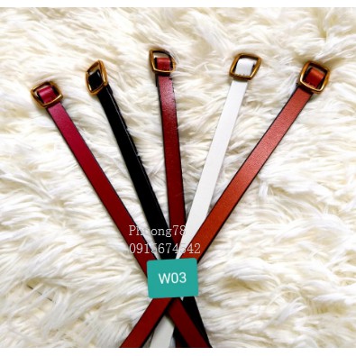 Thắt lưng nữ da thật, bản 1cm, khóa đồng
