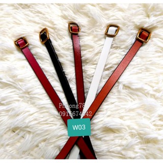 Thắt lưng nữ da thật, bản 1cm, khóa đồng