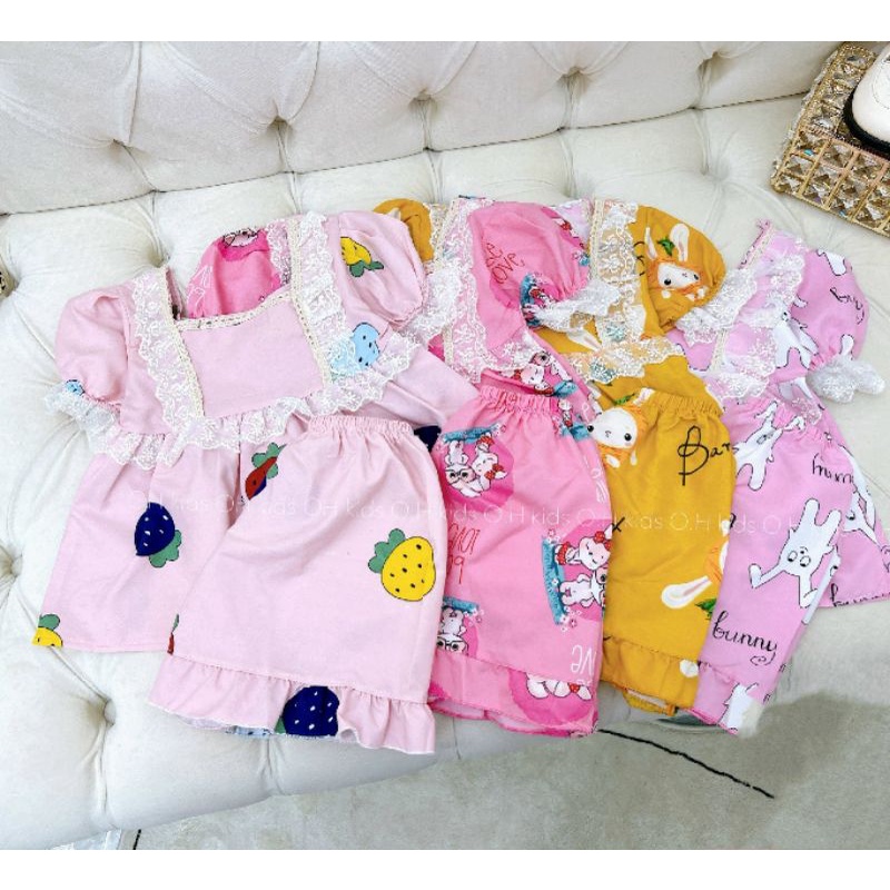 Bộ lanh lụa phối ren cho bé gái siêu mềm mát(15-25kg)