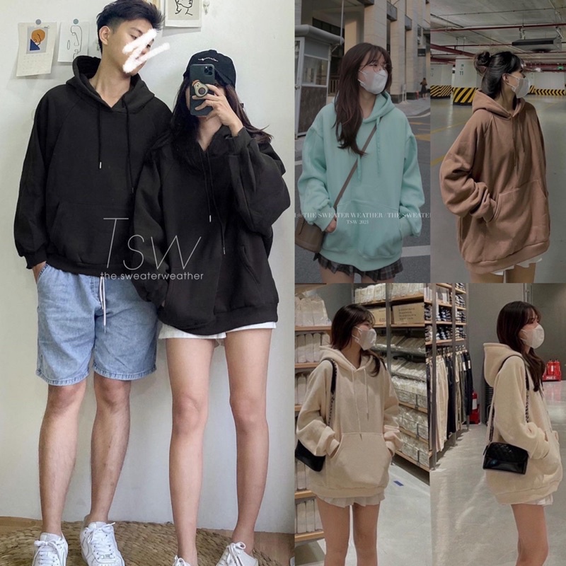 Áo Hoodie trơn unisex nam nữ mặc được mũ 2 lớp ( chọn size )