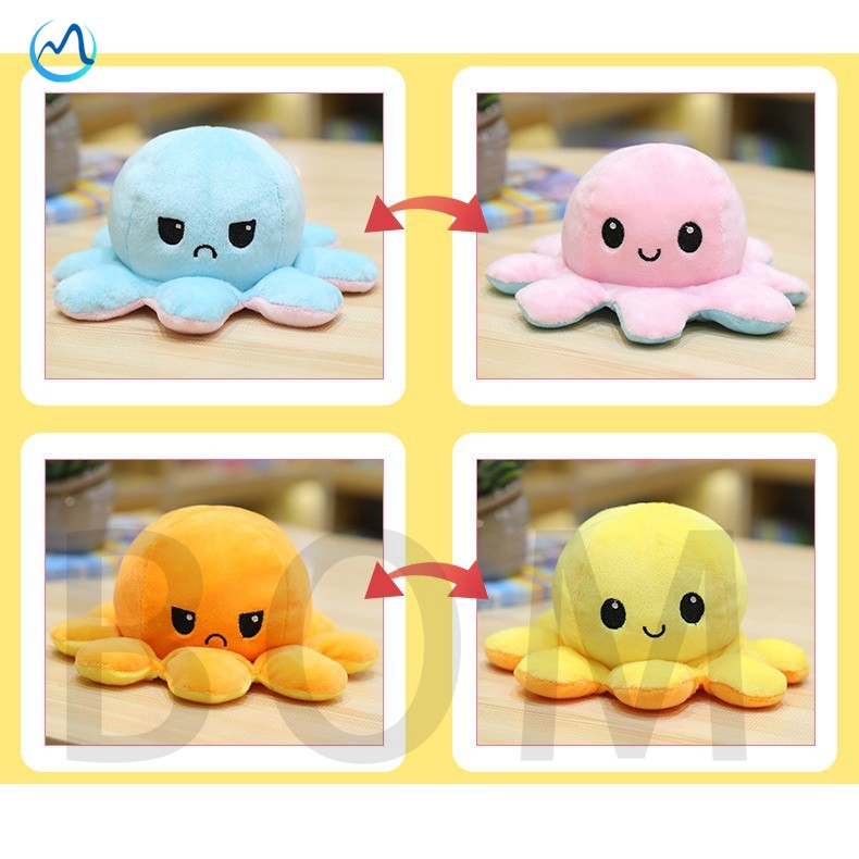 20/30/40cm Tiktok Reversible Flip Octopus Stuffed  Plush Doll Soft Simulation Reversible Plush Toy Double-sided Color Flip