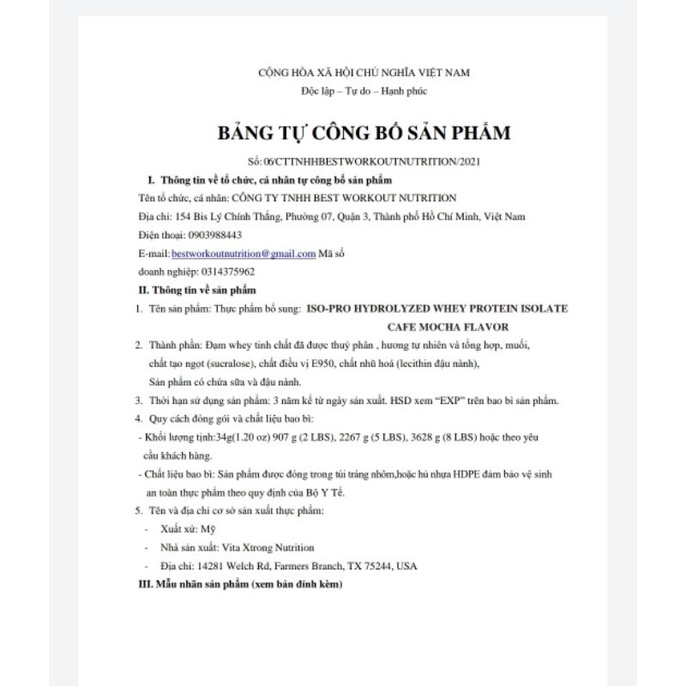 VITAXTRONG ISO PRO WHEY TĂNG CƠ HYDROLYZED TINH KHIẾT 8LBS