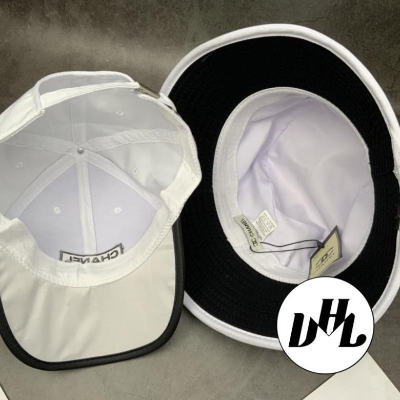 Combo Mũ Kaki Phối Đen Trắng Thêu CC Viền Đen Thời Trang Unisex Nam Nữ