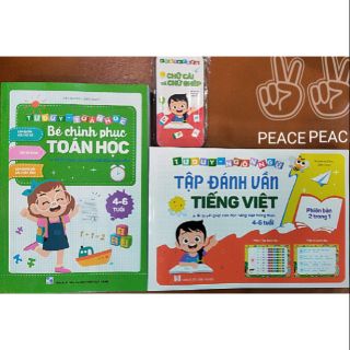 Bộ Tập đánh vần tiếng Việt + Bé chinh phục Toán học 4 - 6 tuổi (kèm quà tặng)