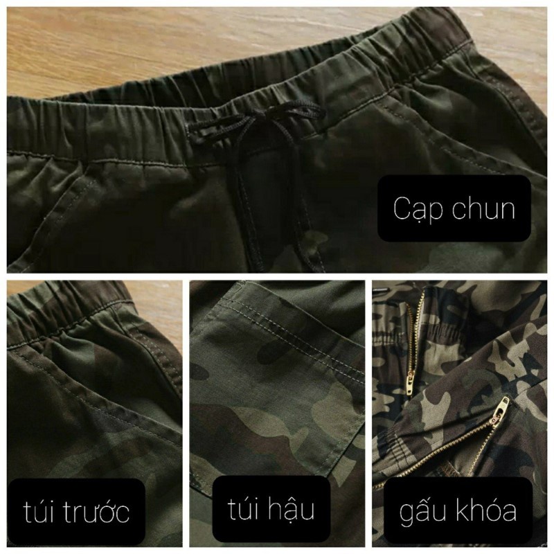 Quần Kaki Rằn Ri Jogger Unisex Nam Nữ, Quần Lính nam nữ bo chun ống kéo khóa hàng đẹp